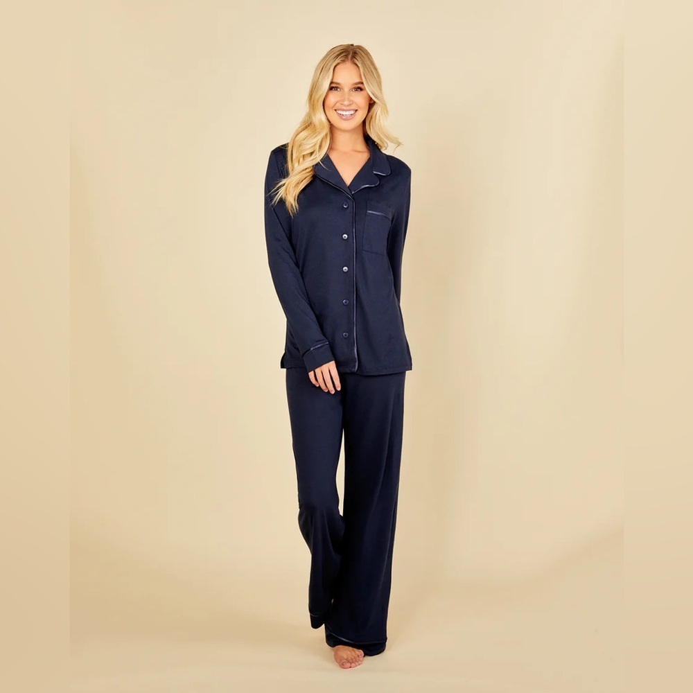 Cosabella Bella Relaxed Long Sleeve Top & Pant Pajama Set Navy nwt 1X XL